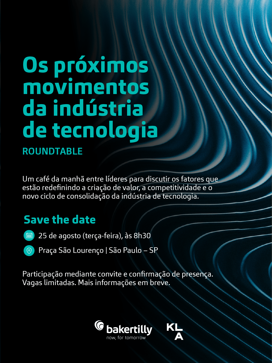 Arte do roundtable Os próximos movimentos da indústria de tecnologia — Baker Tilly Corporate Finance e KLA